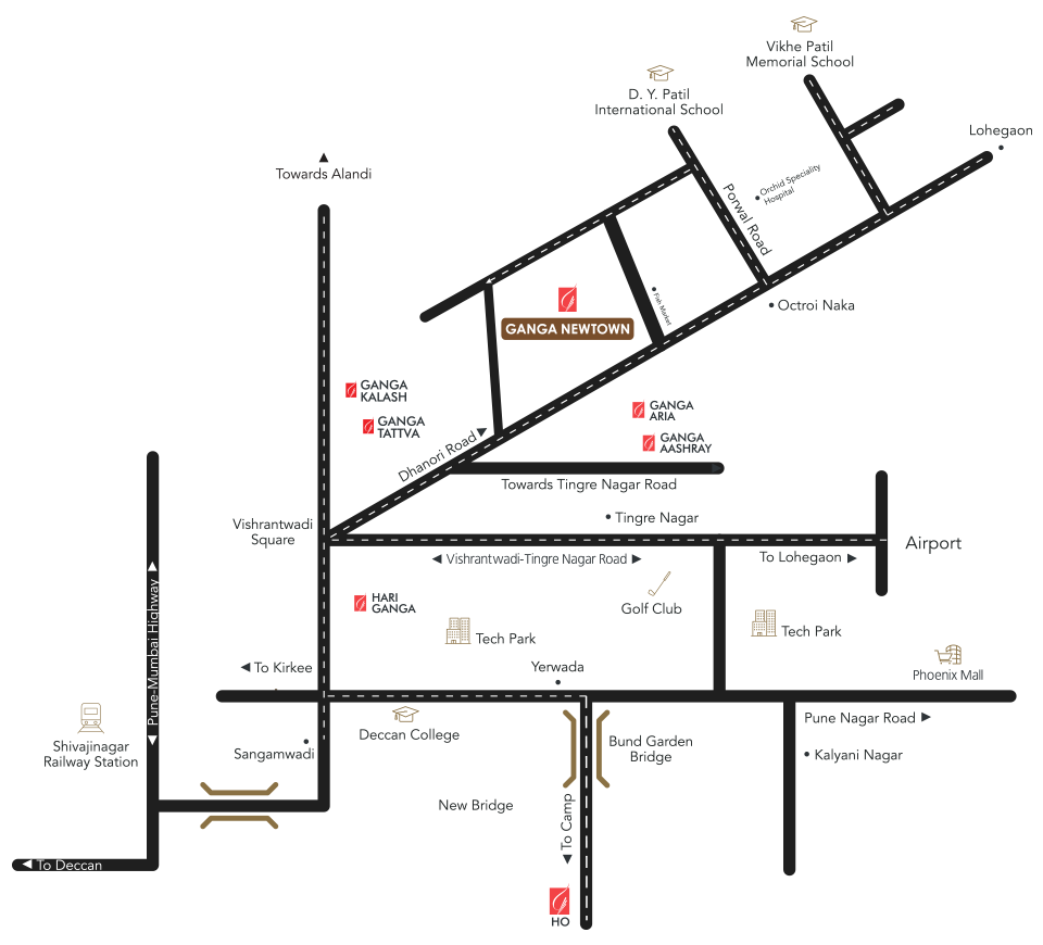 Ganga New Town Location Map